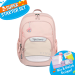 Badged - [Super Starter Set] Jetti Ergonomic School Bag Flex - Rose Beige