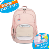 Badged - [Super Starter Set] Jetti Ergonomic School Bag Flex - Rose Beige