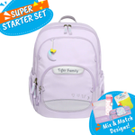 Badged - [Super Starter Set] Jetti Ergonomic School Bag Flex - Lilac Colour Pop