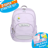Badged - [Super Starter Set] Jetti Ergonomic School Bag Flex - Lilac Colour Pop