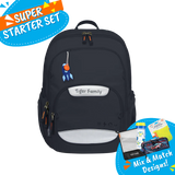 Badged - [Super Starter Set] Jetti Ergonomic School Bag Flex - Navy Colour Pop