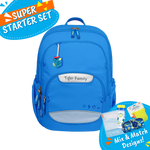 Badged - [Super Starter Set] Jetti Ergonomic School Bag Flex - Electric Blue Colour Pop