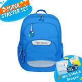 Badged - [Super Starter Set] Jetti Ergonomic School Bag Flex - Electric Blue Colour Pop