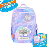 Badged - [Super Starter Set] Jazzy Ergonomic School Bag Flex - Kitty in Clouds