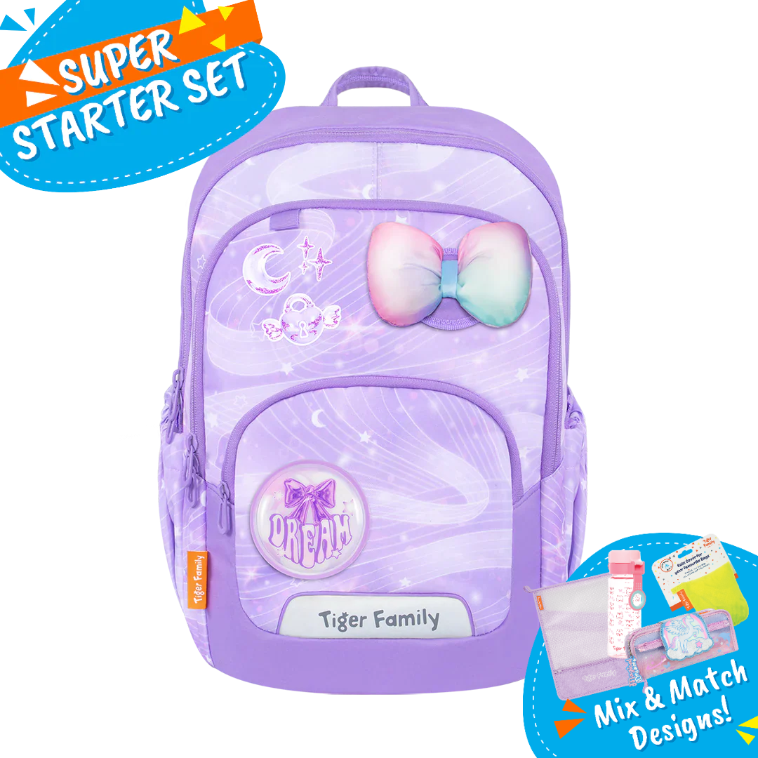 Badged - [Super Starter Set] Jazzy Ergonomic School Bag Flex - Purple Dreams