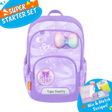 Badged - [Super Starter Set] Jazzy Ergonomic School Bag Flex - Purple Dreams