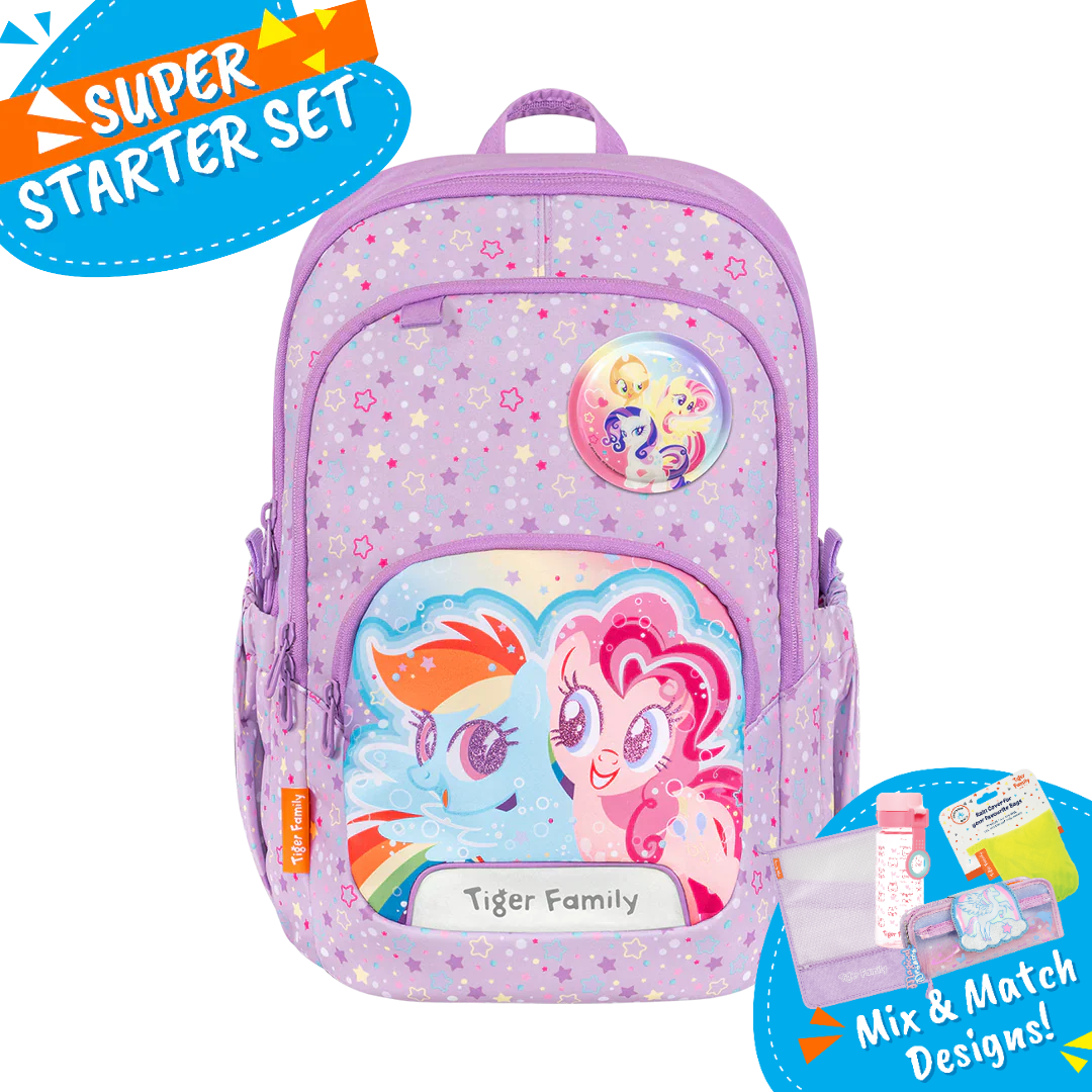 Badged - [Super Starter Set] Jazzy Ergonomic School Bag Flex - Rainbow Dash & Pinkie Pie