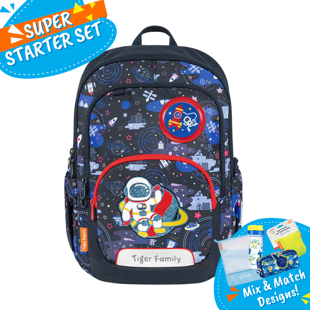 Badged - [Super Starter Set] Jazzy Ergonomic School Bag Flex - Cities in Space