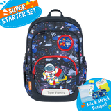 Badged - [Super Starter Set] Jazzy Ergonomic School Bag Flex - Cities in Space