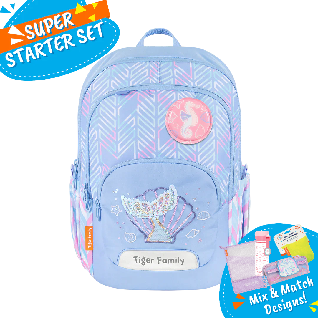 Badged - [Super Starter Set] Jazzy Ergonomic School Bag Flex - Splash of Ocean