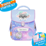 Badged - [Super Starter Set] Jolly Ergonomic School Bag Pro 2S - Kitty In Clouds