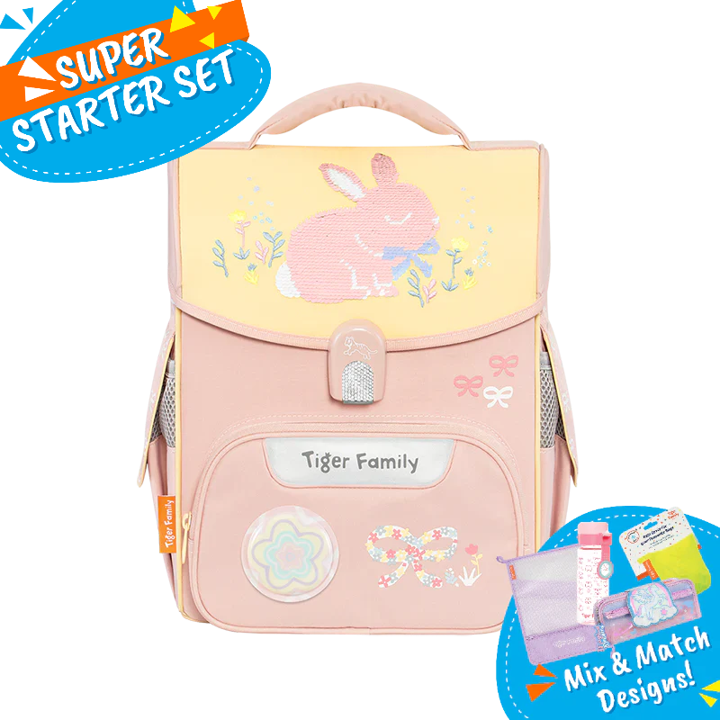 Badged - [Super Starter Set] Jolly Ergonomic School Bag Pro 2S - Bows and Bunny