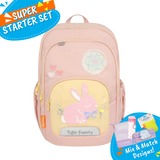 Badged - [Super Starter Set] Jazzy Ergonomic School Bag Flex - Bows and Bunny