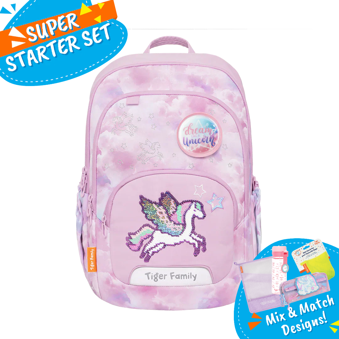Badged - [Super Starter Set] Jazzy Ergonomic School Bag Flex - Desire
